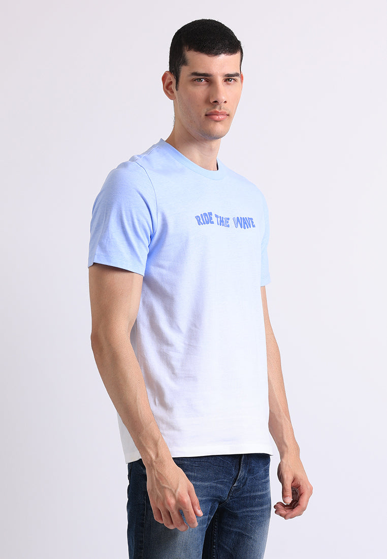 Manzone Kaos Lengan Pendek Pria Slim Fit Wave - Light Blue