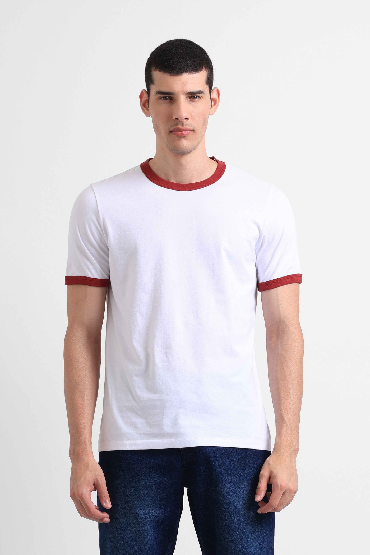 Manzone Kaos Lengan Pendek Pria RINGER 01-  WHITE