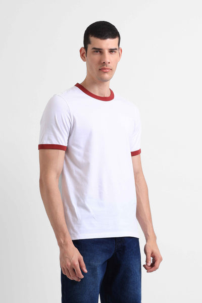 Manzone Kaos Lengan Pendek Pria RINGER 01-  WHITE