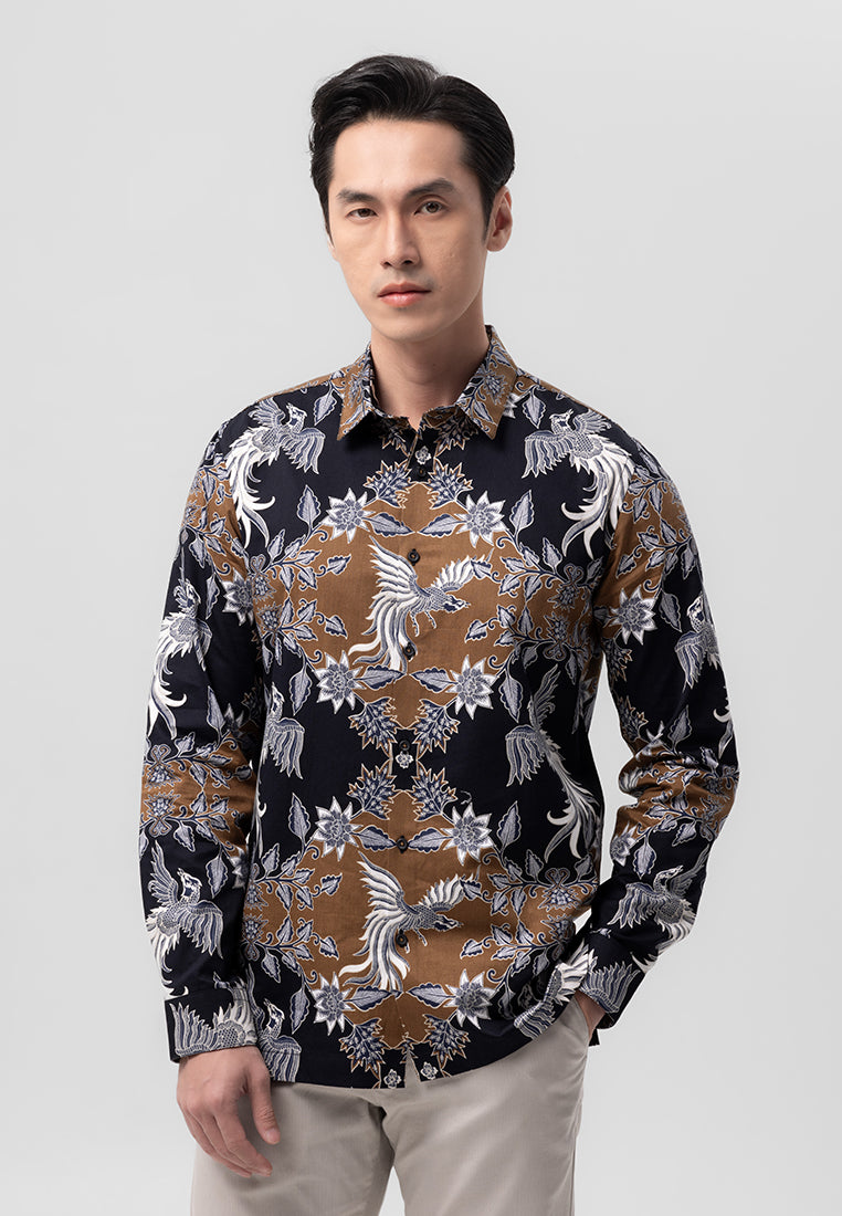 MANZONE - Kemeja Batik Lengan Panjang Kalayuda 02 Modern Fit - Black