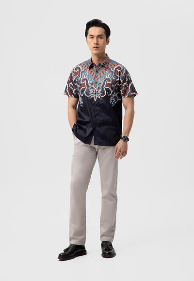 MANZONE - Kemeja Batik Lengan Pendek Bhadreswara  Modern Fit - Black