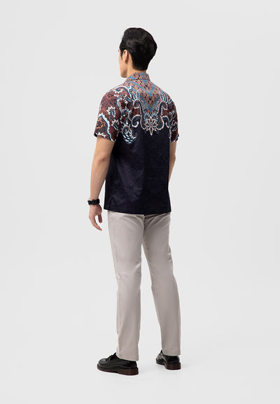 MANZONE - Kemeja Batik Lengan Pendek Bhadreswara  Modern Fit - Black