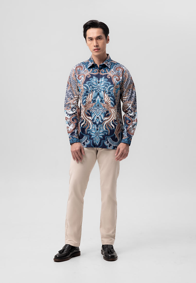 MANZONE - Kemeja Batik Lengan Panjang  Harkawan Modern Fit - Navy