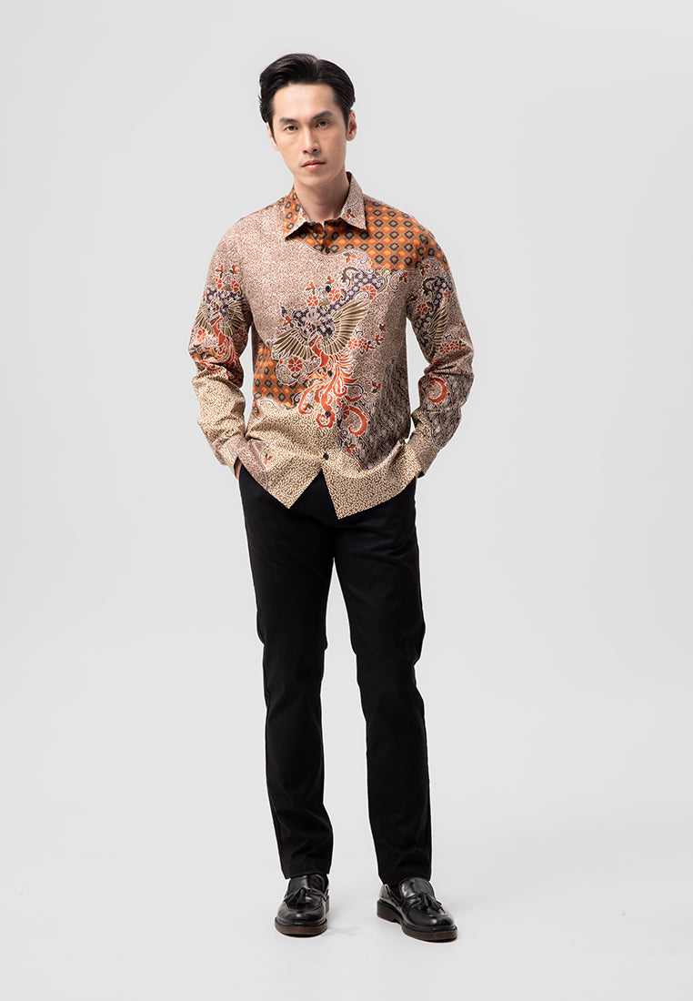 MANZONE - Kemaja Lengan Panjang Batik Pria  Radeva Modern Fit -  Red