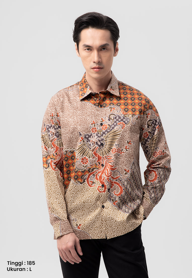 MANZONE - Kemaja Lengan Panjang Batik Pria  Radeva Modern Fit -  Red