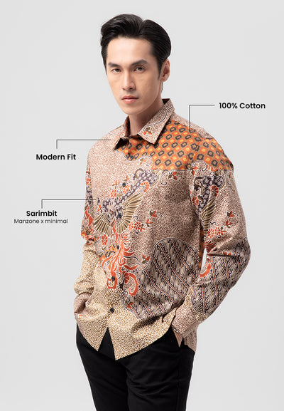 MANZONE - Kemaja Lengan Panjang Batik Pria  Radeva Modern Fit -  Red