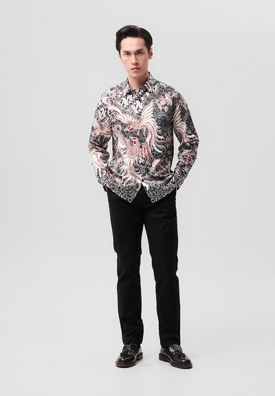 MANZONE - Kemeja Batik Lengan Panjang Pradikta  Modern Fit -  Black