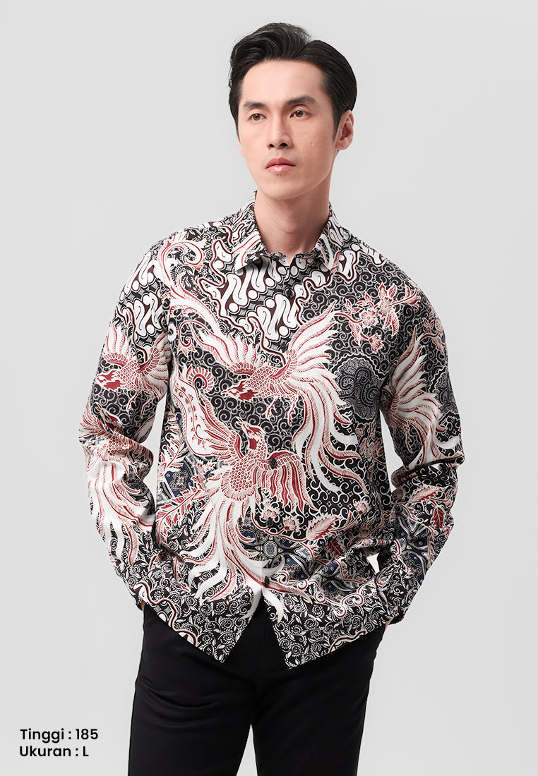 MANZONE - Kemeja Batik Lengan Panjang Pradikta  Modern Fit -  Black