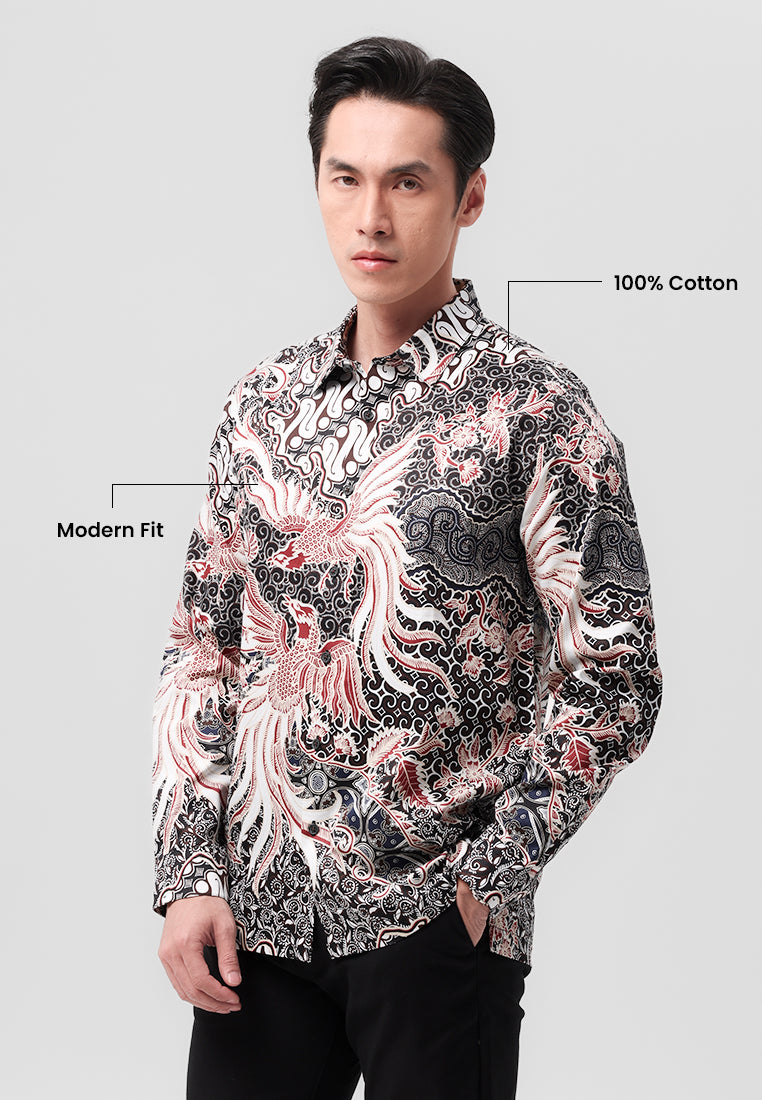 MANZONE - Kemeja Batik Lengan Panjang Pradikta  Modern Fit -  Black