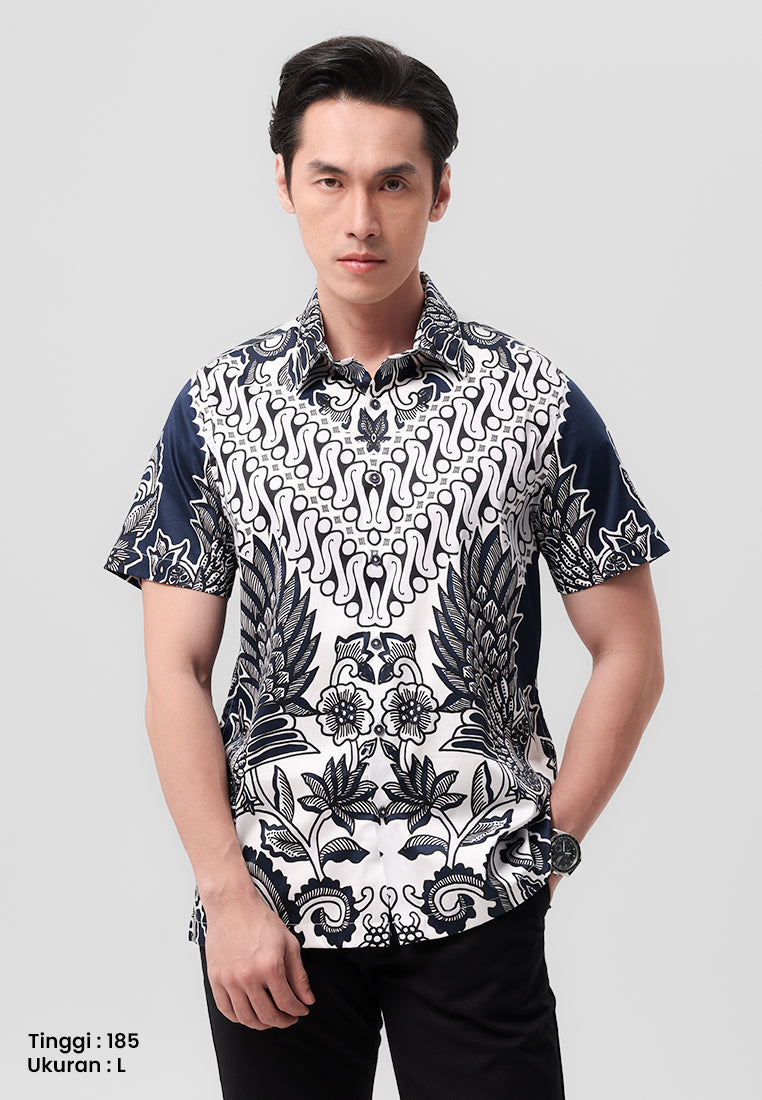 MANZONE - Kemeja Batik Lengan Pendek Radenjaya  Modern Fit - Beige