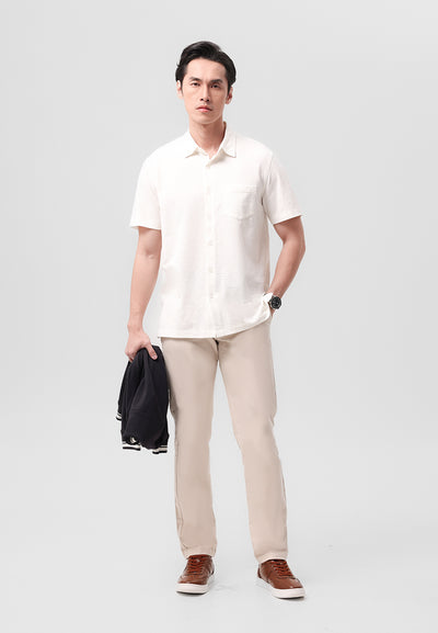 MANZONE -Kemeja Lengan Pendek Pria Raki Modern Fit - White