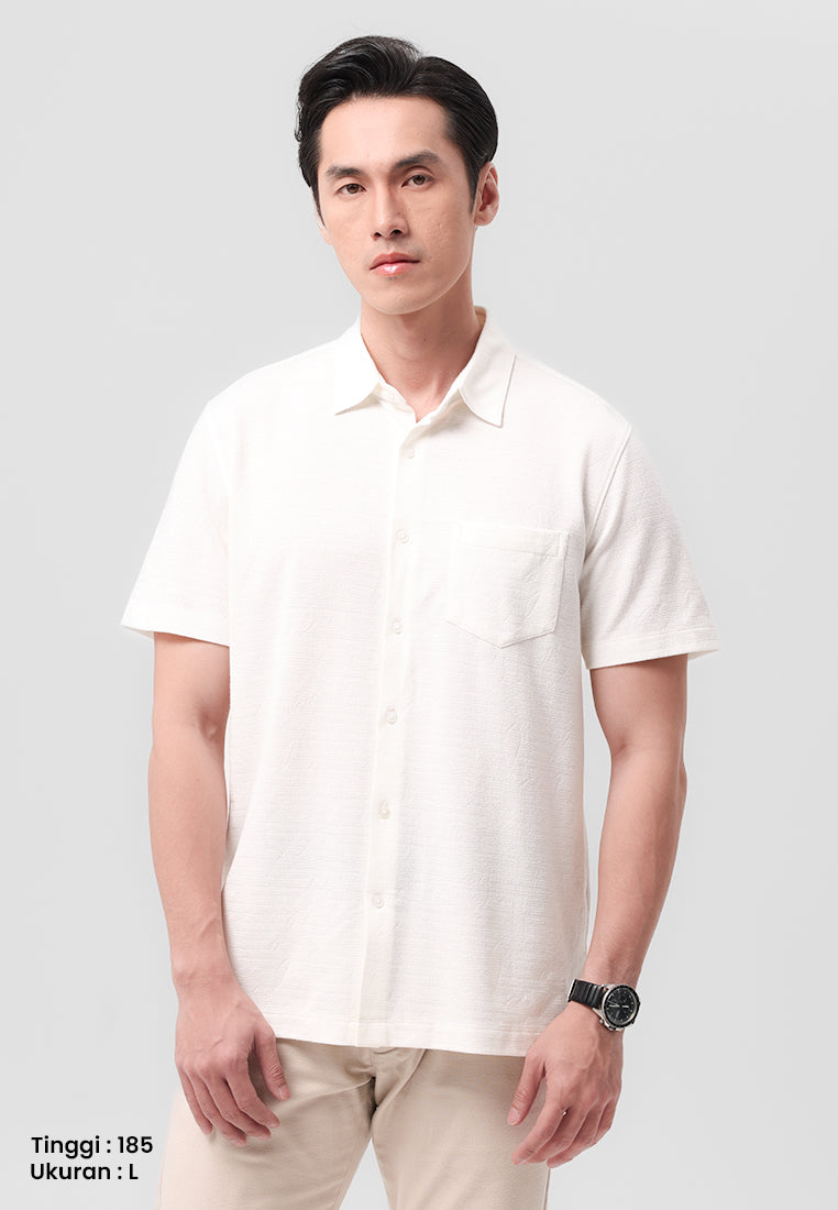 MANZONE -Kemeja Lengan Pendek Pria Raki Modern Fit - White