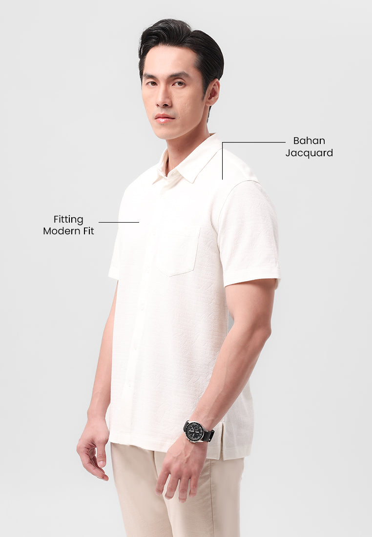 MANZONE -Kemeja Lengan Pendek Pria Raki Modern Fit - White