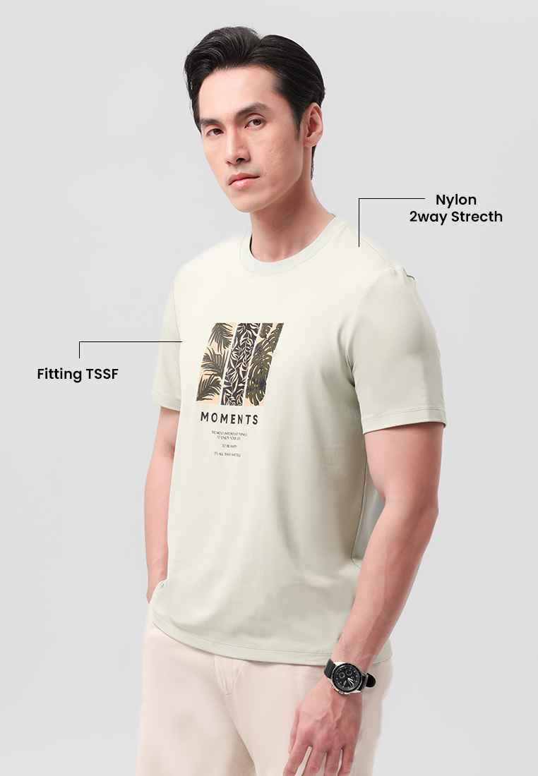 MANZONE - Kaos Stretch Lengan Pendek Pria Moments Slim Fit - Green