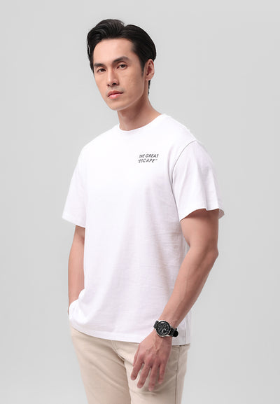 MANZONE - Lengan Pendek Pria Escape  Relaxed Fit - White