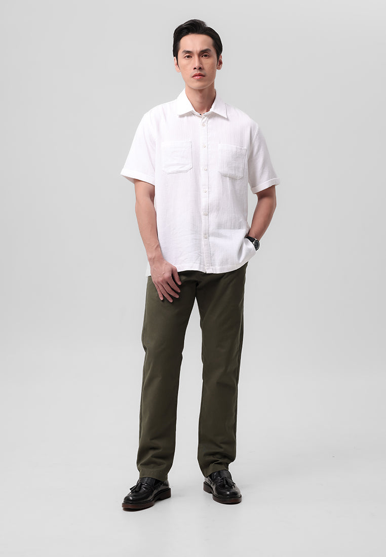 MANZONE - Kemeja Lengan Pendek Pria Jett  Comfort Fit - White