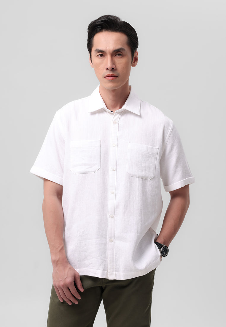 MANZONE - Kemeja Lengan Pendek Pria Jett  Comfort Fit - White