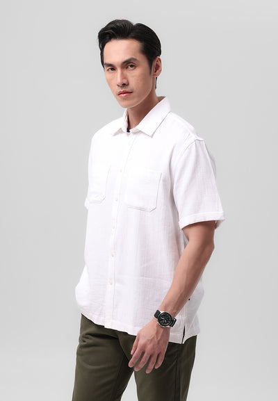 MANZONE - Kemeja Lengan Pendek Pria Jett  Comfort Fit - White