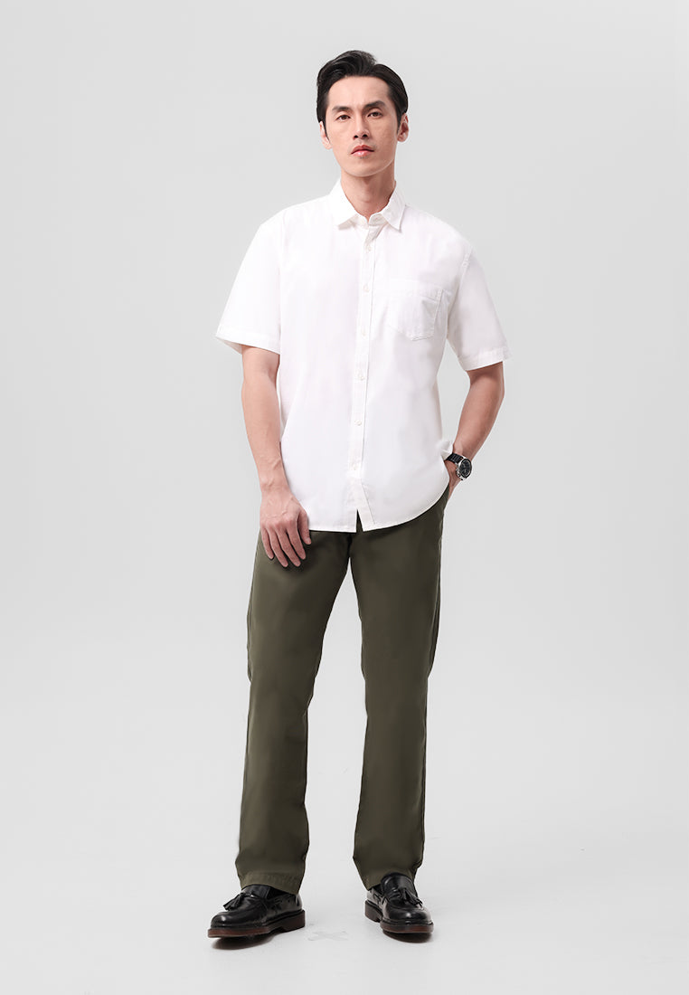 Manzone Kemeja Lengan Pendek Pria Slim Fit Ruggeds - White