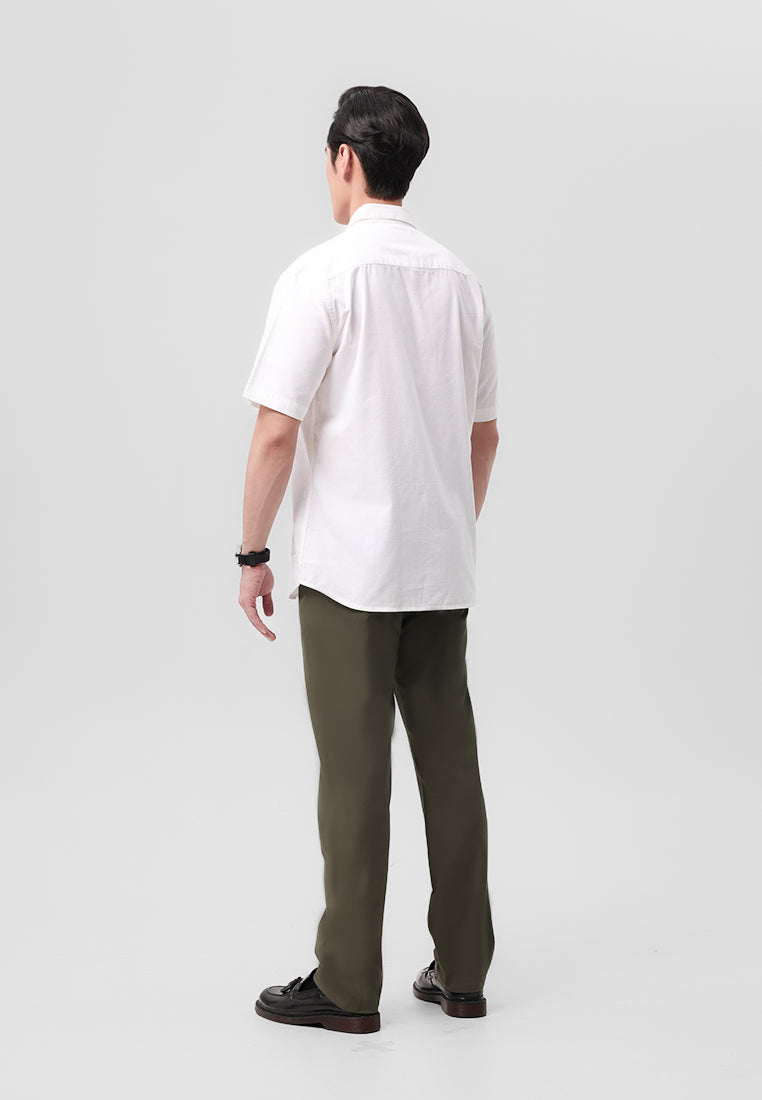 Manzone Kemeja Lengan Pendek Pria Slim Fit Ruggeds - White