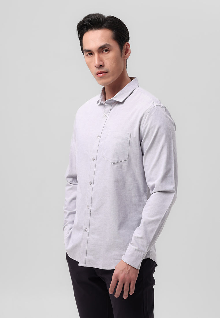 Manzone Kemeja Lengan Panjang Pria Slim Fit Jellow - Grey