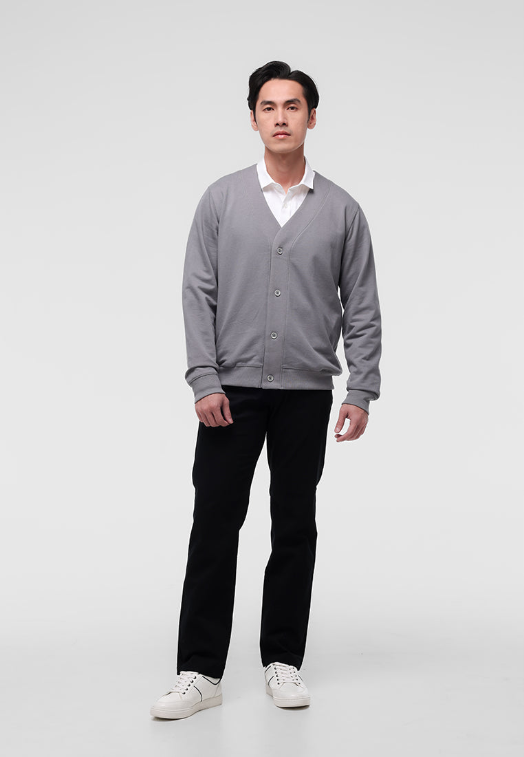 MANZONE Cardigan Lengan Panjang Pria Raskal - Grey