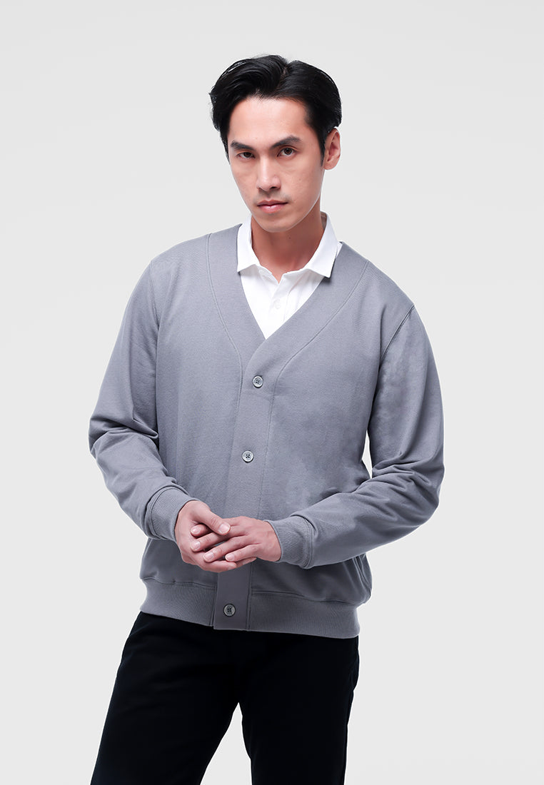 MANZONE Cardigan Lengan Panjang Pria Raskal - Grey