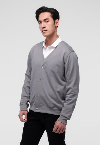 MANZONE Cardigan Lengan Panjang Pria Raskal - Grey