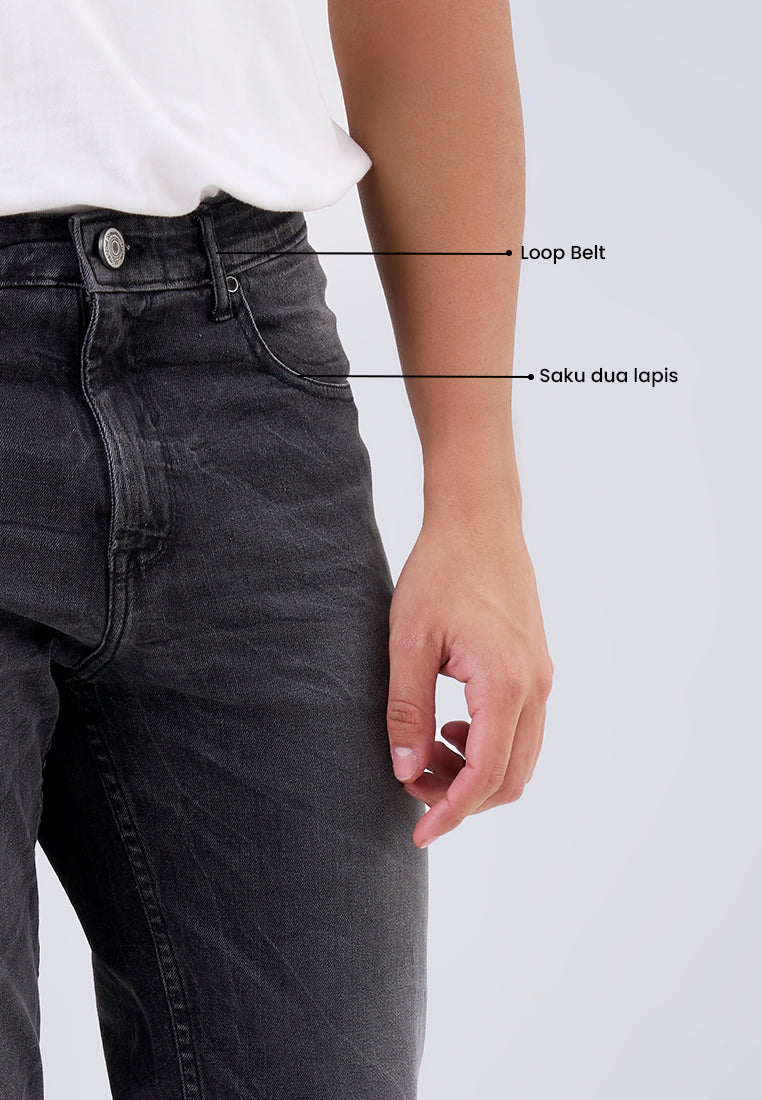 MANZONE - Celana Denim Panjang Pria Borju Slim Fit - Dark Grey