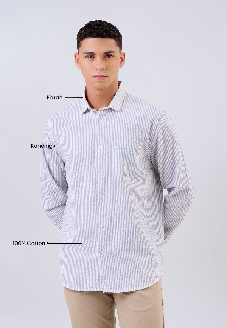 MANZONE - Kemeja Lengan Panjang Pria Smith 03 Modern Fit - Grey