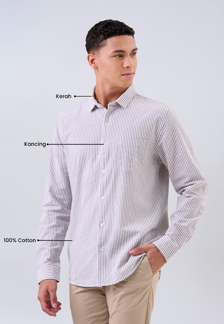 MANZONE - Kemeja Lengan Panjang Pria Smith 04 Modern Fit - Dark Brown