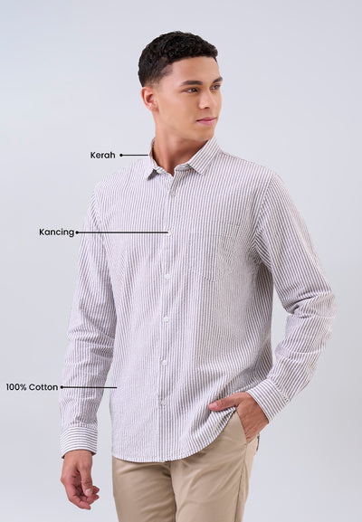 MANZONE - Kemeja Lengan Panjang Pria Smith 04 Modern Fit - Dark Brown