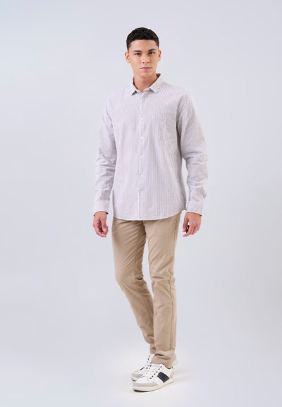 MANZONE - Kemeja Lengan Panjang Pria Smith 04 Modern Fit - Dark Brown