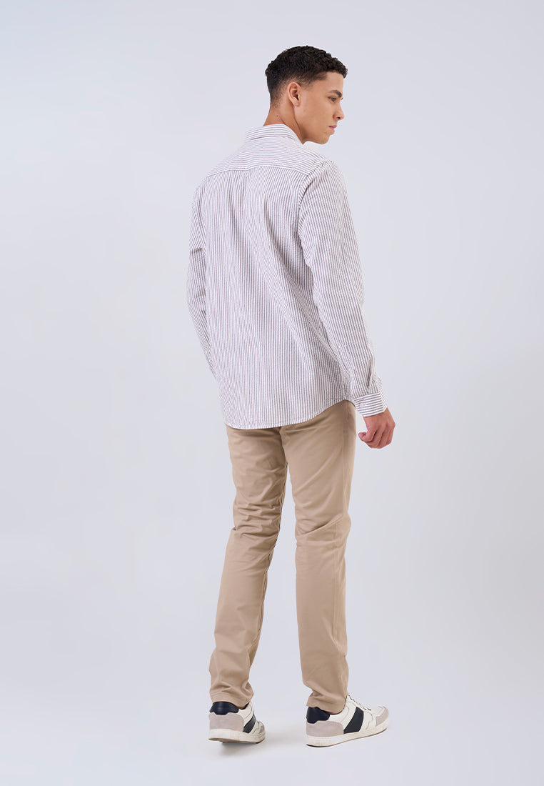 MANZONE - Kemeja Lengan Panjang Pria Smith 04 Modern Fit - Dark Brown