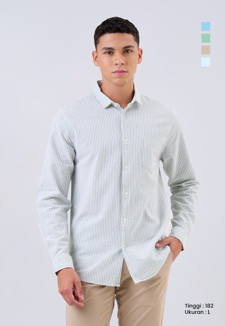 MANZONE - Kemeja Lengan Panjang Pria Smith 05 Modern Fit - Green