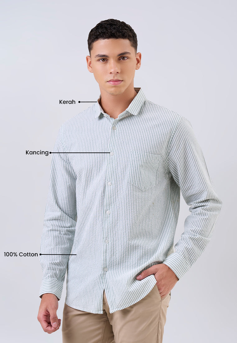 MANZONE - Kemeja Lengan Panjang Pria Smith 05 Modern Fit - Green
