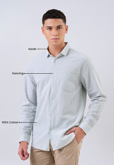 MANZONE - Kemeja Lengan Panjang Pria Smith 05 Modern Fit - Green
