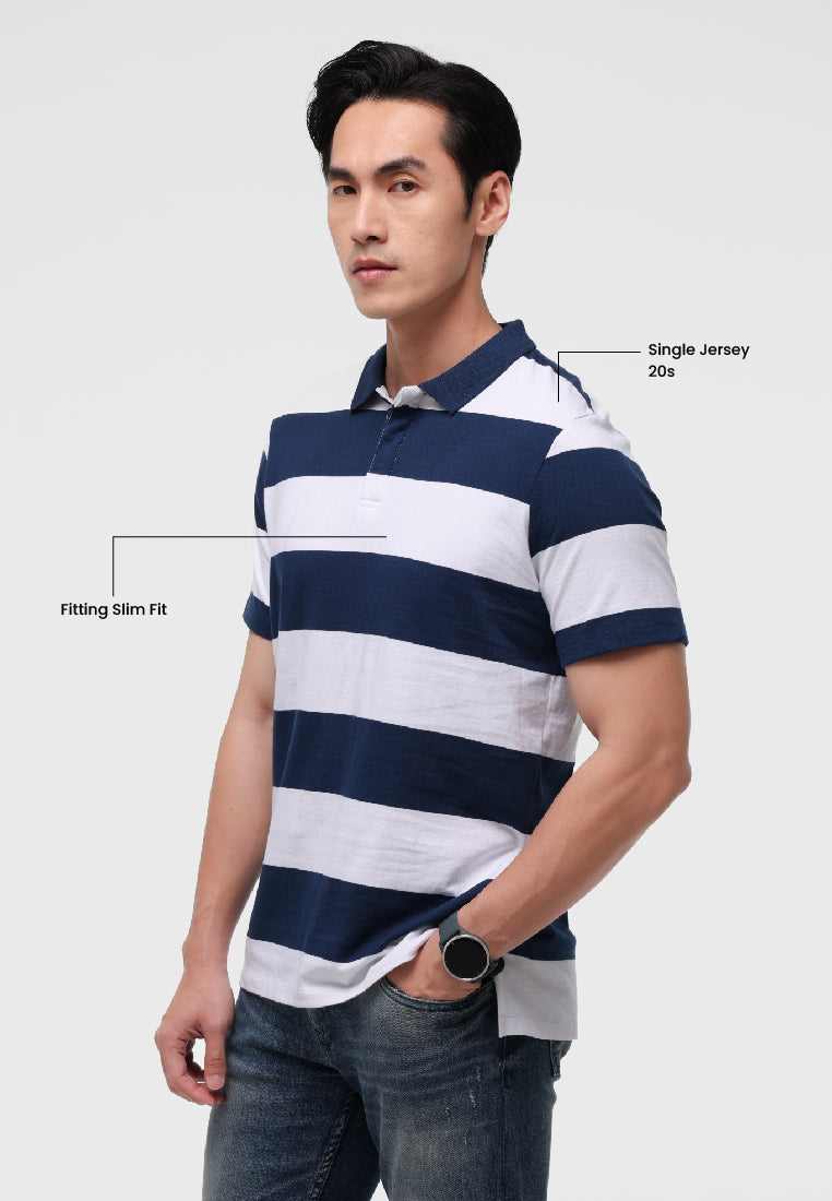 Manzone Polo Shirt Lengan Pendek Pria Janes 02 -  Navy White