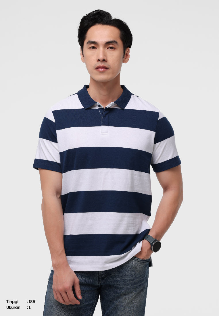 Manzone Polo Shirt Lengan Pendek Pria Janes 02 -  Navy White