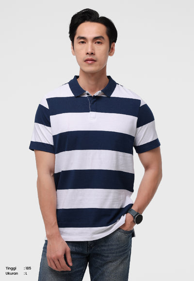 Manzone Polo Shirt Lengan Pendek Pria Janes 02 -  Navy White