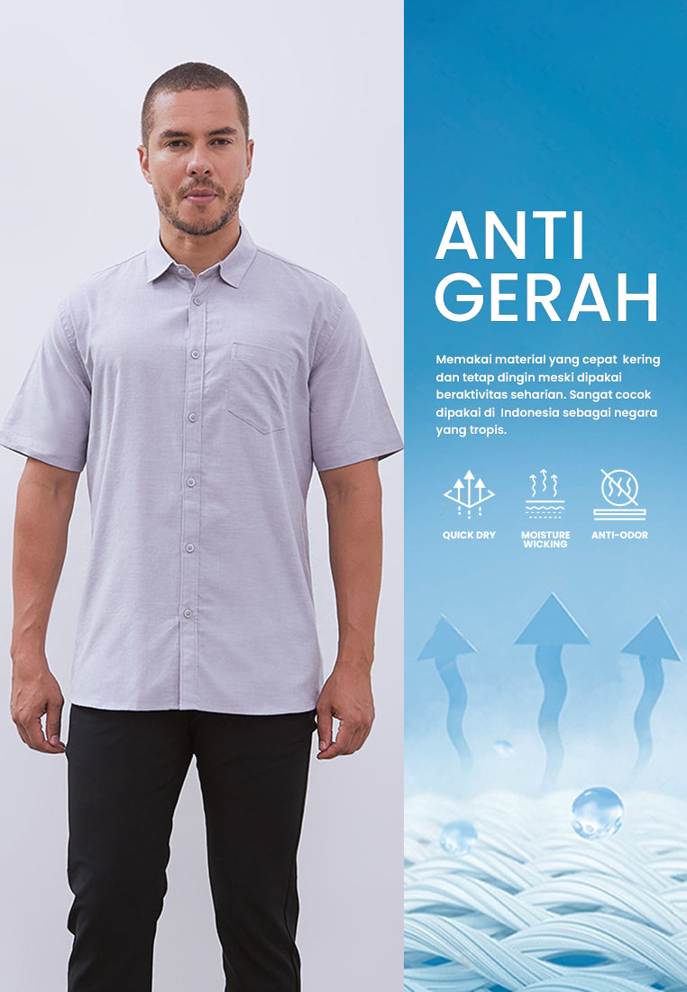 Manzone Kemeja Lengan Pendek Pria Comfort Fit Ruggeds - Grey