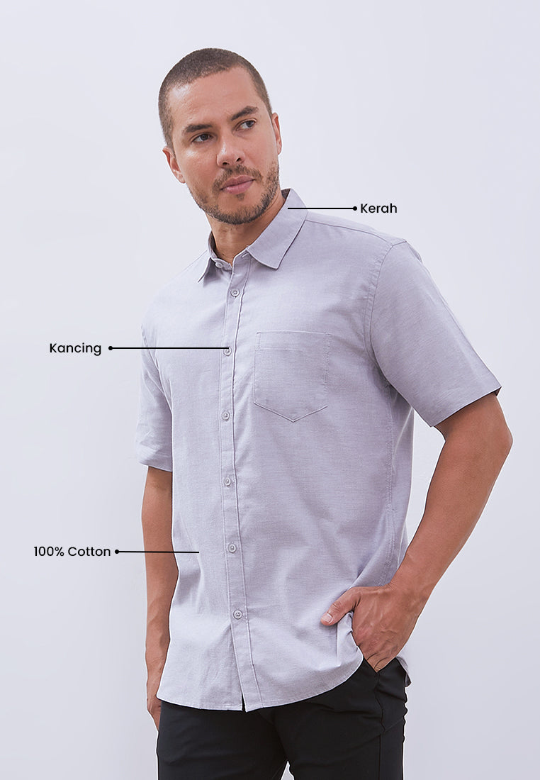 Manzone Kemeja Lengan Pendek Pria Comfort Fit Ruggeds - Grey