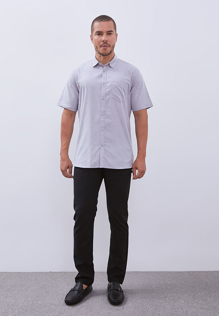 Manzone Kemeja Lengan Pendek Pria Comfort Fit Ruggeds - Grey