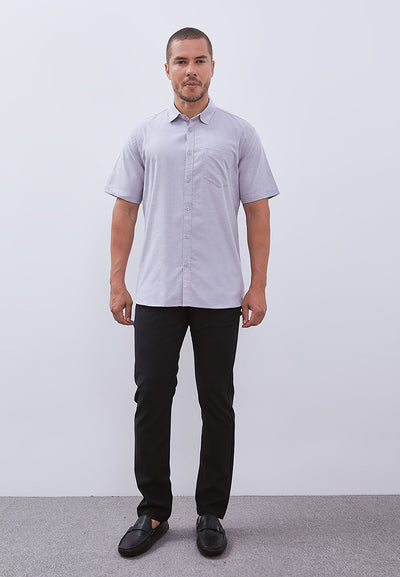 Manzone Kemeja Lengan Pendek Pria Comfort Fit Ruggeds - Grey