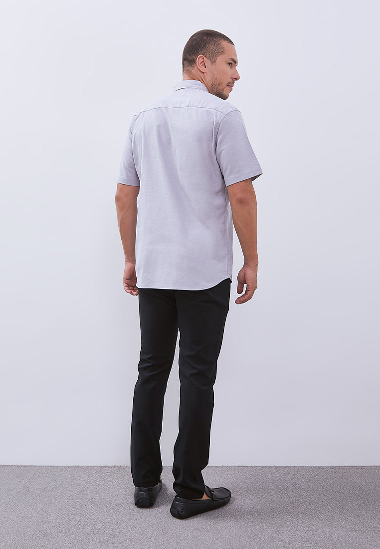 Manzone Kemeja Lengan Pendek Pria Comfort Fit Ruggeds - Grey