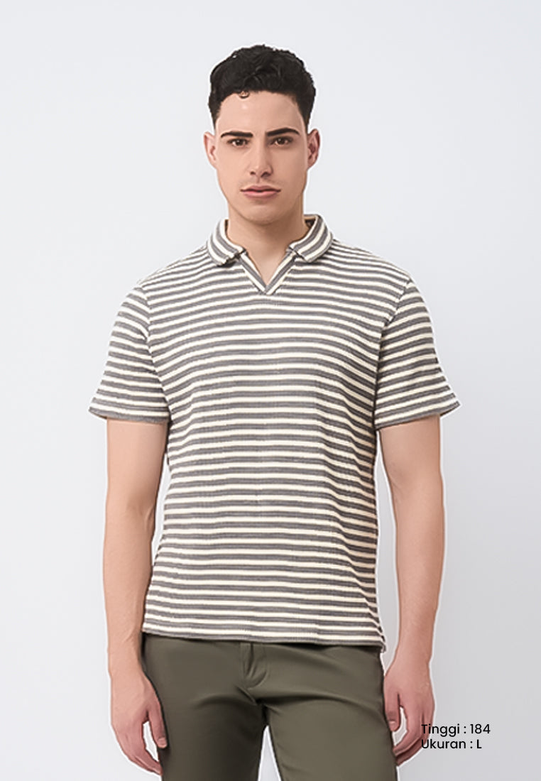 MANZONE - Polo Shirt Lengan Pendek Pria Alves Slim Fit - Grey