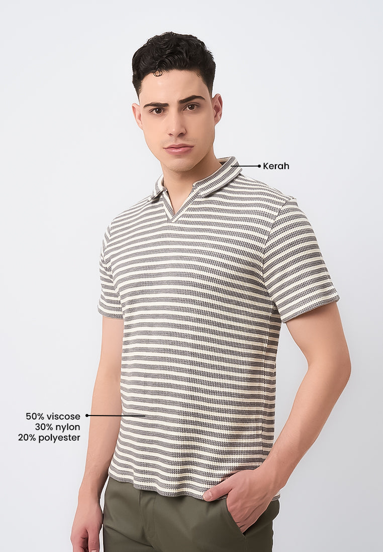 MANZONE - Polo Shirt Lengan Pendek Pria Alves Slim Fit - Grey