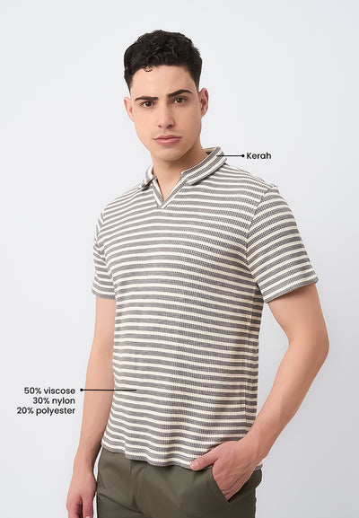 MANZONE - Polo Shirt Lengan Pendek Pria Alves Slim Fit - Grey