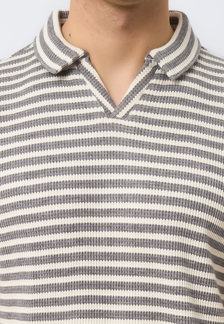 MANZONE - Polo Shirt Lengan Pendek Pria Alves Slim Fit - Grey