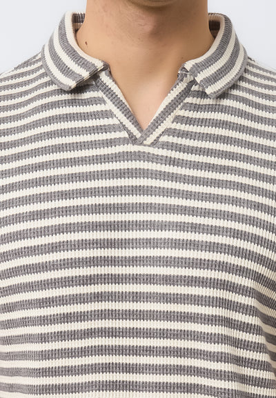 MANZONE - Polo Shirt Lengan Pendek Pria Alves Slim Fit - Grey